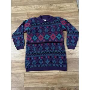 Vintage 90s Alfred Dunner Acrylic Knit Polo Sweater AOP